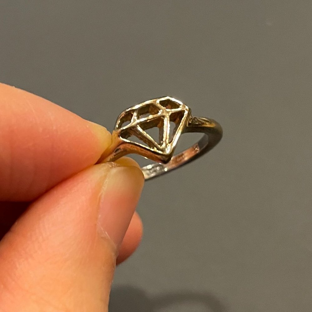 Gold Geometric Diamond Ring Size 5.5-6